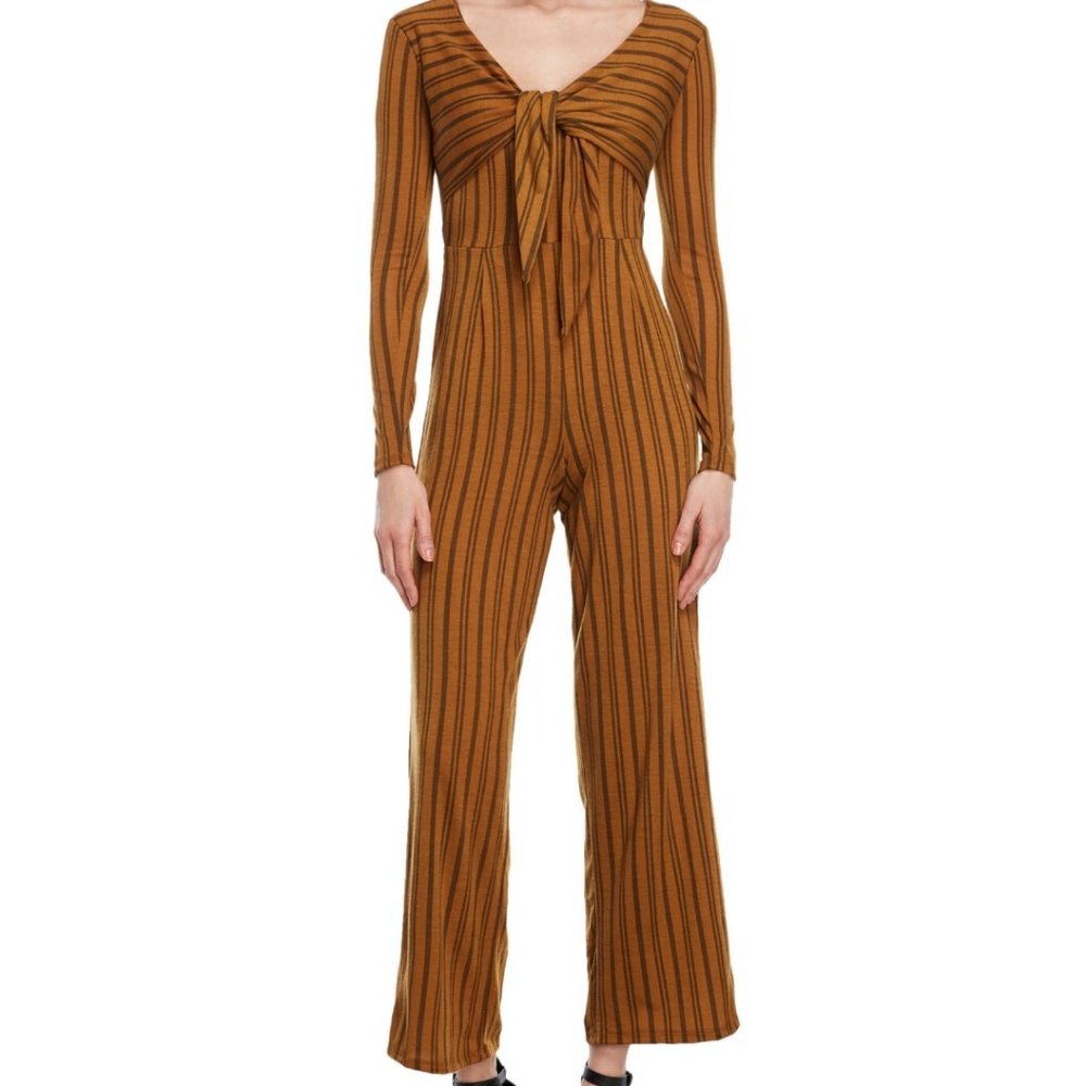Derek Heart Striped Long Sleeve Jumpsuit!